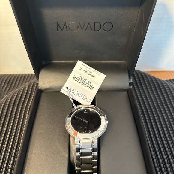 🆕Movado Black and Silver Men's Watch - Picture 1 of 14
